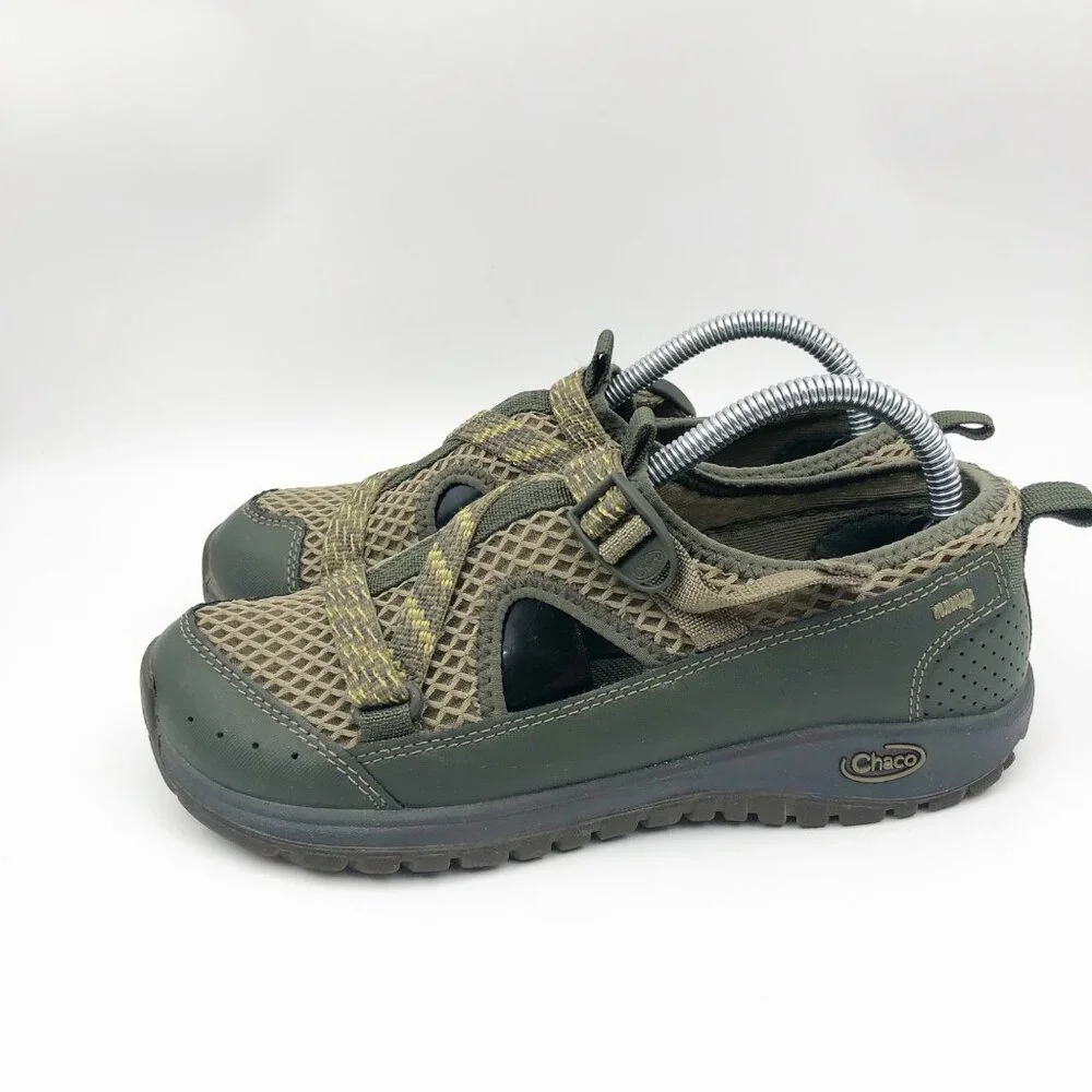 CHACO Odyssey Sport Hiking Olive Green Mesh Sandals Youth 4 Outdoor Activewear
